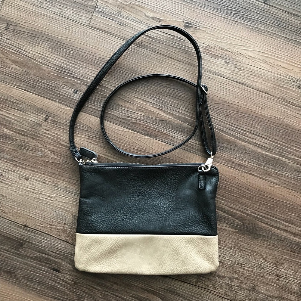 Black/beige cross body bag
